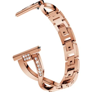 Samsung Galaxy Watch 4 Classic 46 mm R890 Için Pırlanta Görünümlü Taşlı Fantezi Kordon Rose Gold