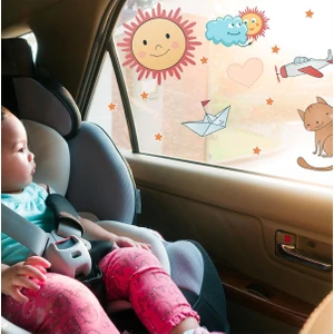 Sevimli Figürler Araba Camı Sticker-Çocuklar Için Yolculuk Stickerı