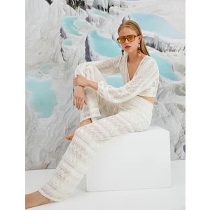 Şahika Ercümen X Koton - İspanyol Paça Dantelli Pantolon