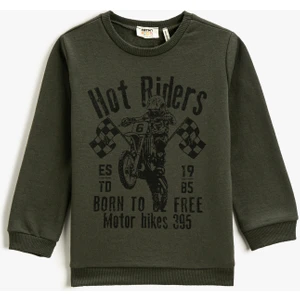 Sweatshirt Uzun Kollu Baskılı Bisiklet Yaka