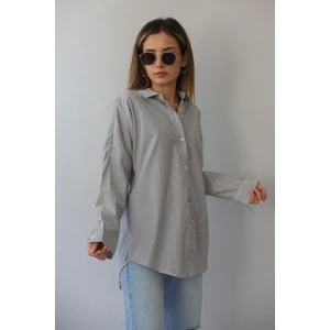 Siyah Çizgili Over Fit Gömlek MG1525