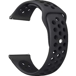 Samsung Galaxy Watch 4 Classic 46 mm R890 Için Delikli Spor Kordon Siyah Siyah