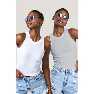 Kadın Halter Yaka Fitilli 2'li Paket Crop Bluz