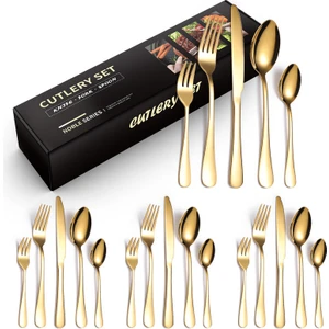 Love Home 20 Parça Paslanmaz Çelik Çatal/bıçak/kaşık Takımı - Altın (Yurt Dışından)