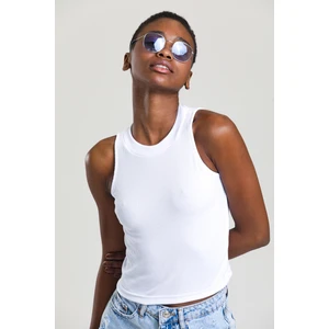 Kadın Halter Yaka Fitilli Crop Bluz