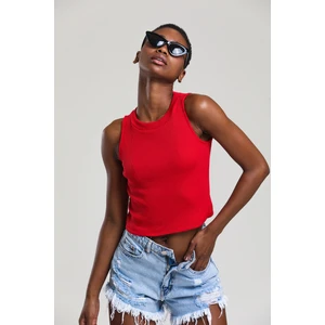 Kadın Halter Yaka Fitilli Crop Bluz