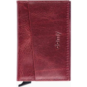 Hakiki Deri Unisex Mekanizmalı Kartlık 611CR - Bordo