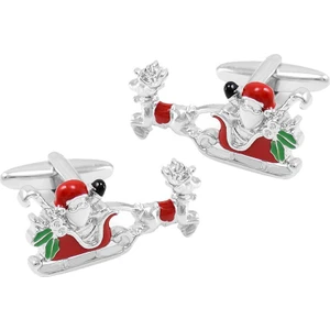 Emaye Pirinç Noel Santa Claus Moda Manşet Kol Düğmeleri (Yurt Dışından)