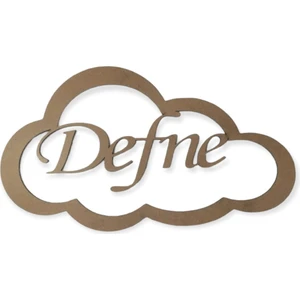 Bulut Figürlü 3 mm Ham Mdf Isimli Kasnak 25 cm