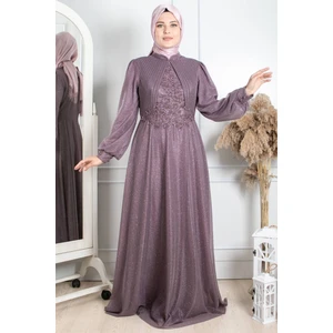 Taş Işlemeli Simli Abiye Lila MDA2256