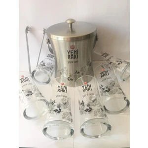 Yeni Seri Anason Rakı Bardağı 6 Adet ve Buz Kovası