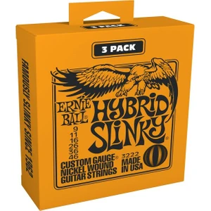 Ernie Ball P03222 9-46 Hybrid Slinky Electric 3-Pack Takım Tel Elektro Gitar Teli 09-46 (3 Set)