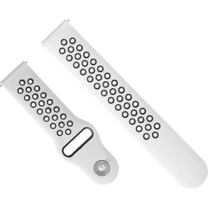 Samsung Galaxy Watch 4 40 mm R860 Için Delikli Spor Kordon Beyaz Siyah