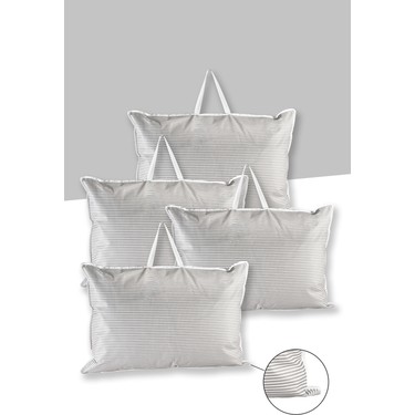 Serstil 4 Adet - Gri Çizgili Yastık Saklama Çantası 67 x 45 Fiyatı