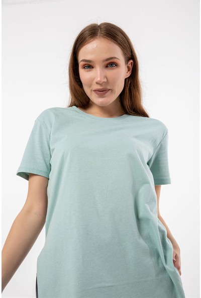 Be More Bisiklet Yaka Yanlar Yırtmaçlı Regular Tshirt