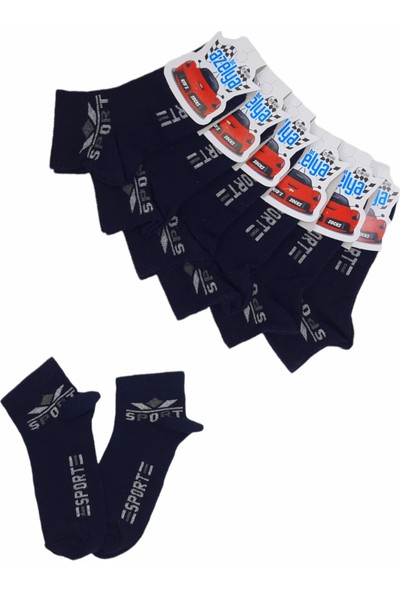 Black Arden Socks 6 Çift 7-8 Yaş Sport Yazılı Erkek Çocuk Patik Çorap BT-0592