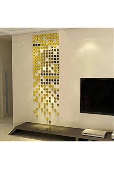 Wooden Factory Dekor Süs Mozaık Ayna 200X Adet Pleksi Dekoratif Gold Antre Banyo