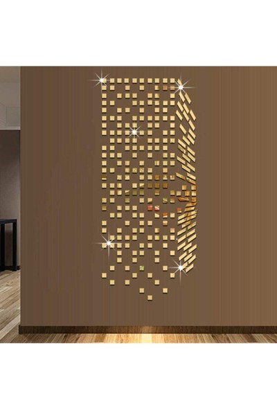 Wooden Factory Dekor Süs Mozaık Ayna 200X Adet Pleksi Dekoratif Gold Antre Banyo