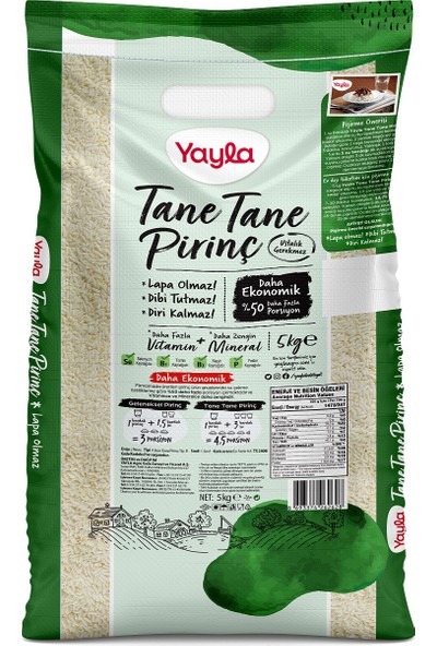 Yayla Tane Tane Pirinç Dökme (Çuval) 5 kg