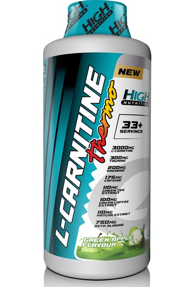 High Nutrition L-Karnitin - L Carnitine, Beta Alanine, Caffeine (Kafein) 3000 mg Yeşil Elma 1 lt