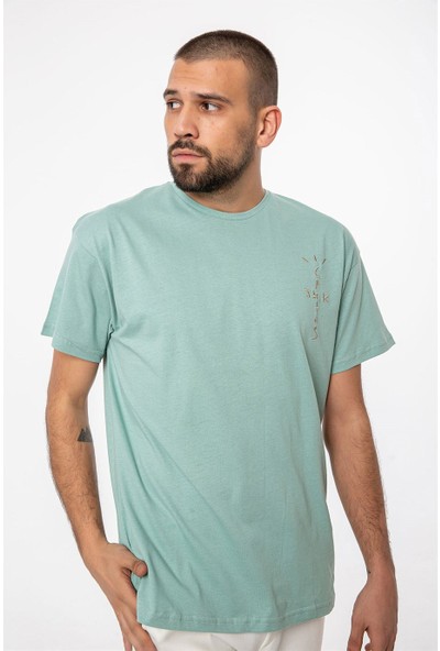 2B1D Erkek Ön Arka Kaktüs Baskılı Oversize Tshirt