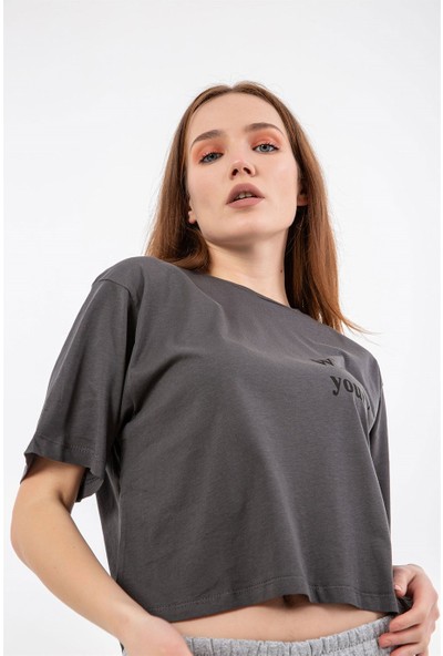 Be More Bisiklet Yaka Crop Oversize Ön Arka Baskılı Tshirt