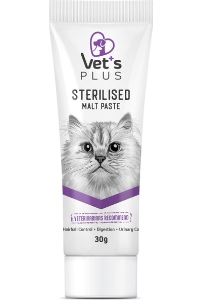 Vet's Plus Sterilised Kısırlaştırılmış Kediler için Malt Macun 30gr (Tüy Sağlığı Destekleyici)