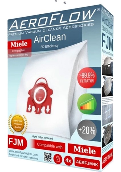 Miele Uyumlu Performance 2100 Süpürge Toz Torbası 4lü Paket