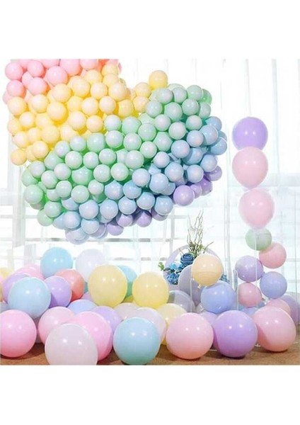 Makaron Balon Seti 30 Adet Karışık Renk Soft Pastel Balon