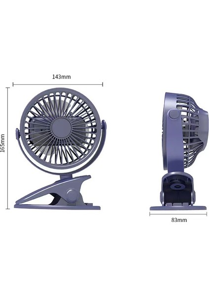 Taşınabilir USB Masa Fanı Klipsli Tip Şarj Edilebilir Mini Masa Fanı 360 Derece Döndürülebilir Klipsli Fan (Yurt Dışından)