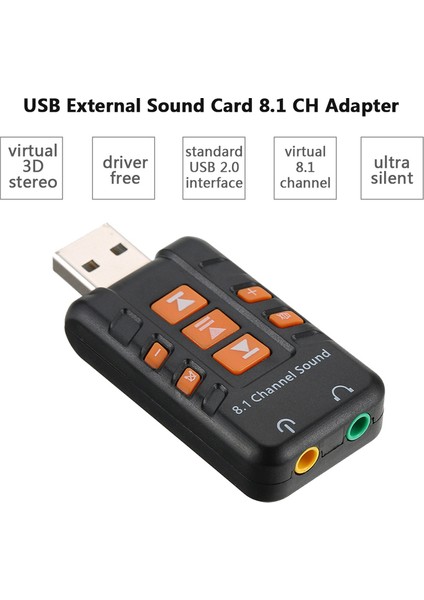 8.1 USB Ses Kartı Virtual Sound 3D - USB Harici Ses Kartı Chipli Versiyon