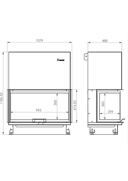 Crystal 110 Eco 3 Tarafı Açık Ithal Şömine Haznesi