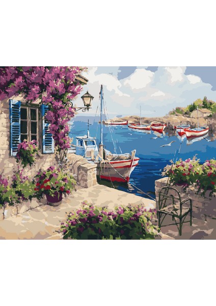 Yazlıktaki Tekne Sayılarla Boyama Seti 40X50CM