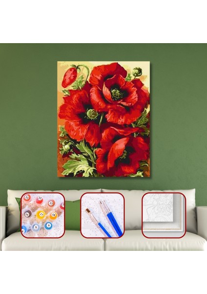 Gelincik Demeti Sayılarla Boyama Seti 40X50CM