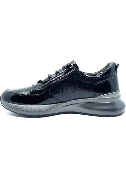 Siyah Rugan Hakiki Deri Erkek Sneaker Spor Ayakkabı 2553 305 739