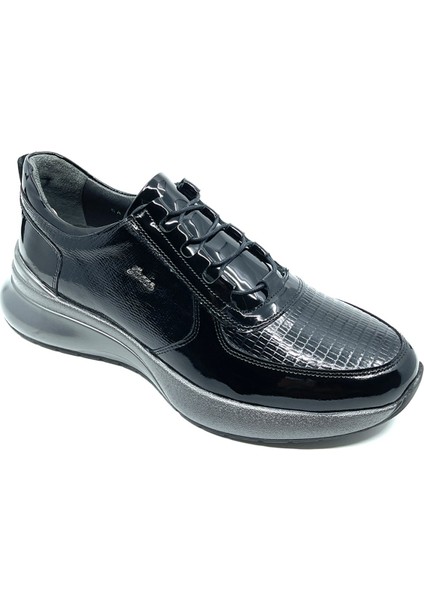 Siyah Rugan Hakiki Deri Erkek Sneaker Spor Ayakkabı 2553 305 739
