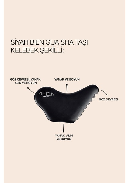 Aurelia Black Bian Stone Butterfly Gua Sha - Kelebek gua sha Taşı - Siyah Bien
