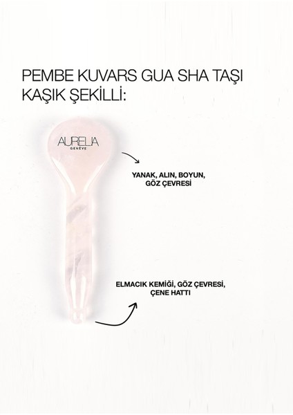 Aurelia Spoon gua sha - Rose Quartz - Kaşık Şekilli gua sha Taşı - Pembe Kuvars