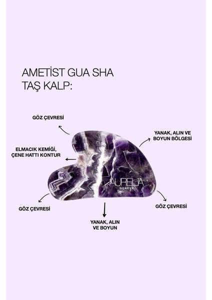 Aurelia Amethyst Gua Sha Crystal - Heart - Gua Sha Taşı - Ametist