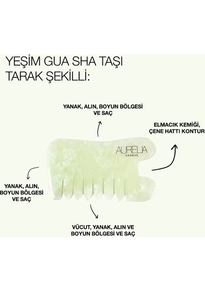 Aurelia Jade Comb gua sha - Tarak Şekilli gua sha Masaj Taşı – Yeşim