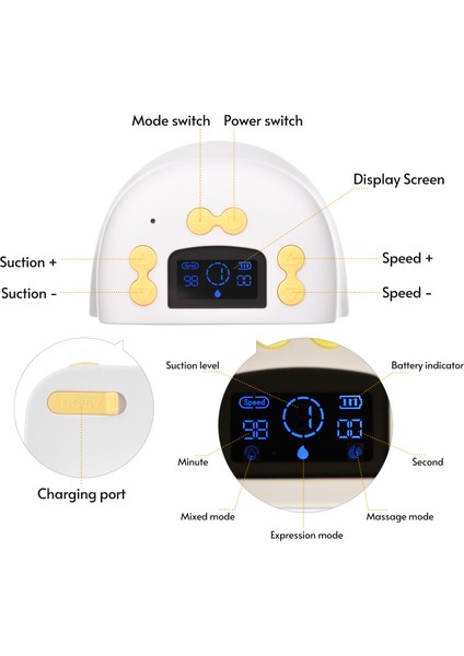 Kkmoon Giyilebilir Akıllı Elektrikli Göğüs Pompası - Beyaz (Yurt Dışından)