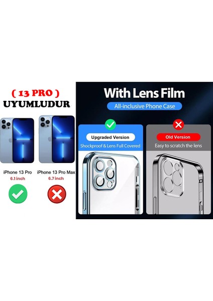 Apple iPhone 13 Pro Kılıf 3D Kamera ve Lens Korumalı Ultra Lüks Razer Platin Case