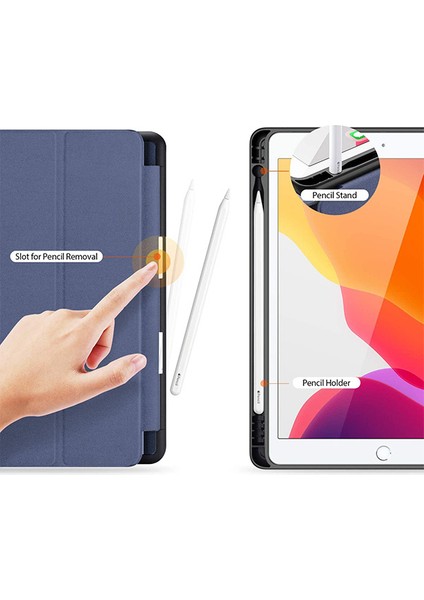 Apple iPad 10.2 (2019-2020-2021)DOMO Serisi Dux Ducis Kalem Bölmeli Soft Tpu Mıknatıslı K