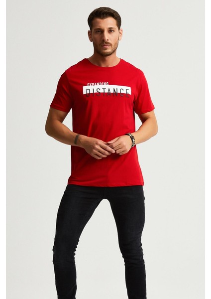 Baskılı T-Shirt, Kırmızı (E21-UN)
