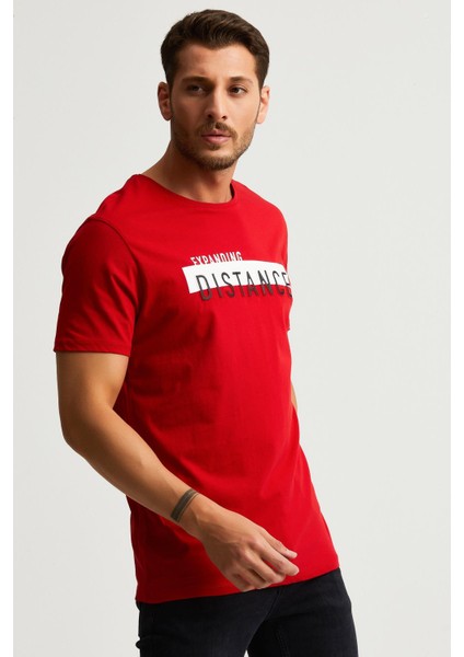 Baskılı T-Shirt, Kırmızı (E21-UN)
