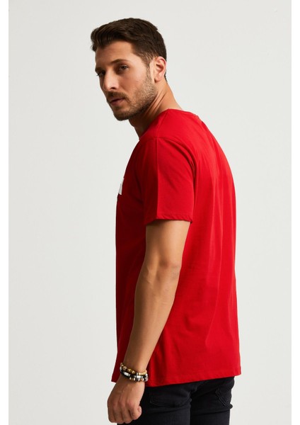 Baskılı T-Shirt, Kırmızı (E21-UN)