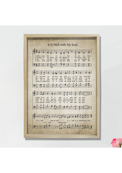 Doğal Çam Çerçeveli Duvar Tablosu 1876 Hristiyan Ilahisi