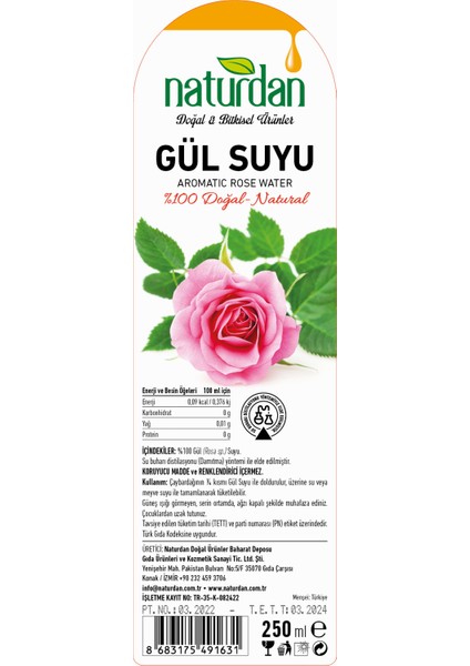 Gül Suyu 250 ml fiyatları