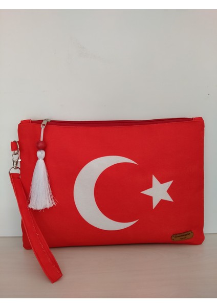 Merih Desing Store Bayrak Desenli Clutch Çanta