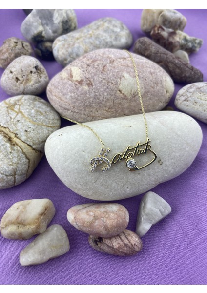 14 Ayar Altın Atatürk Imzalı Kolye